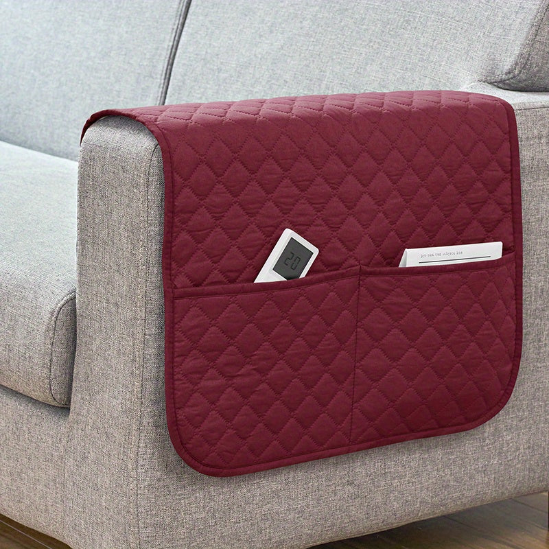 Waterproof Stitching Armrest Cover with Storage Pocket for Sofa Couch