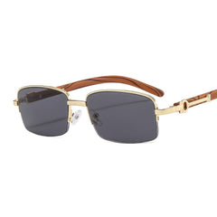 Men's Small Square Hip Hop Wood Grain Retro Sunglasses