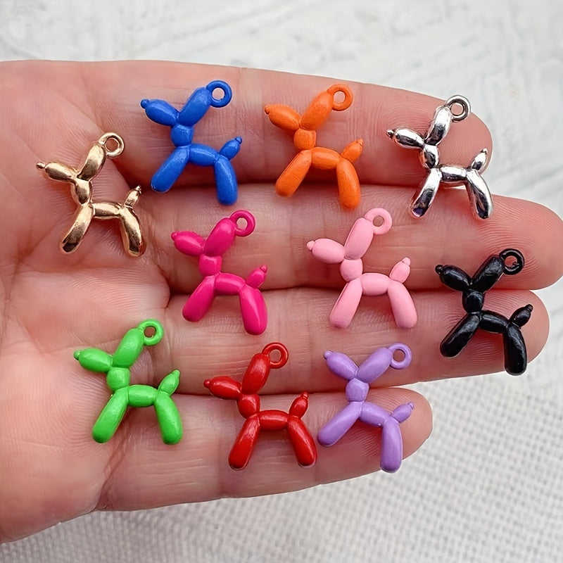 10pcs Mixed Balloon Dog Charms for DIY Jewelry Making