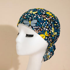Colorful Butterfly Working Cap Hat Adjustable Tie Back For Woman