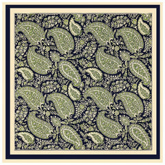 Large Paisley Print Square Scarf Vintage Satin Shawl Boho Head Scarf