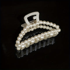 2pcs Faux Pearl Hair Claw Clip Nonslip Ponytail Holder Women Girls Hair Clip