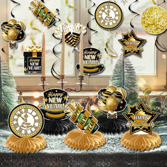 8pcs Happy Year Balloon Honeycomb Ornaments Birthday Party Decor