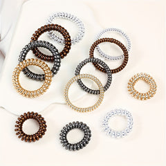 12pcs Spiral Hair Tie Scrunchies Metal Elastic Bands Ponytail Holder