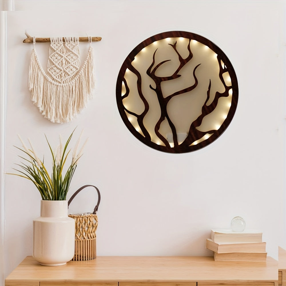 Retro Wooden Hanging LED Life Tree Lamp Home Decoration
