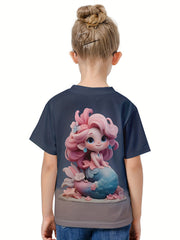 3D Mermaid Graphic Short Sleeve T shirt for Girls Boys