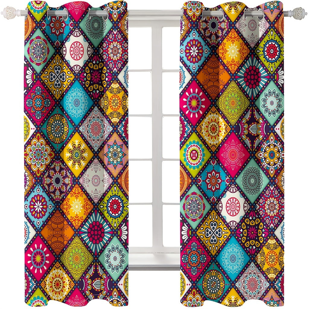 2pcs Bohemian Multifunctional Curtains Eyelet Rod for Home Decor and Privacy