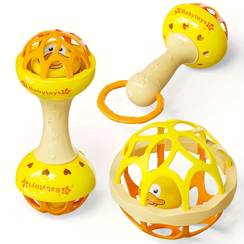 3pcs Infant Hand Rattle Toy Set Vibrating Rattles for Babies 0-3 Years