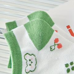 5 Pairs Cartoon Print Socks & Lightweight Low Cut Socks Women's