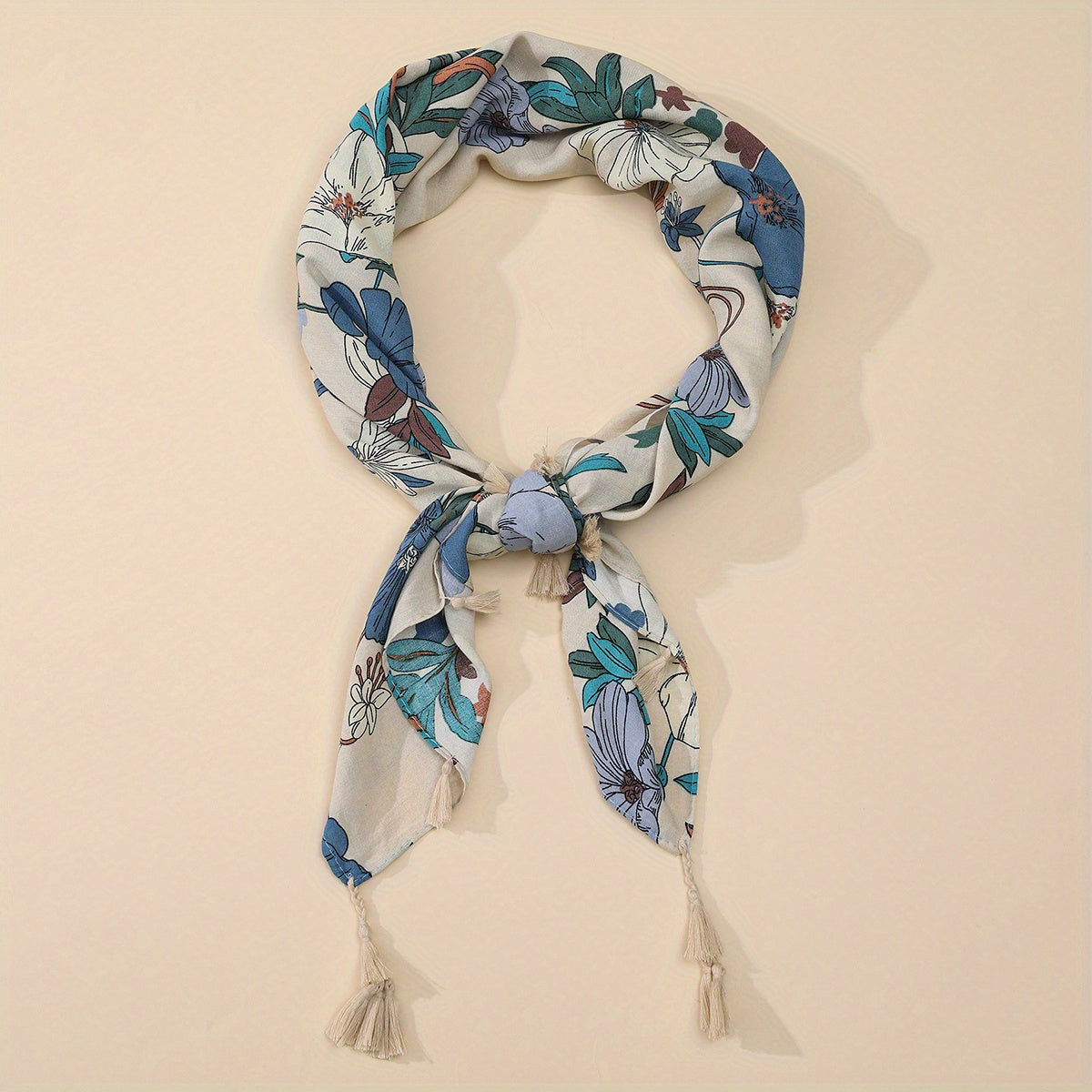 Boho Print Square Scarf Tassel Shawl Head Wrap Bandana Windproof Scarves