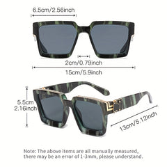 Square Graphic Frame Sunglasses UV400