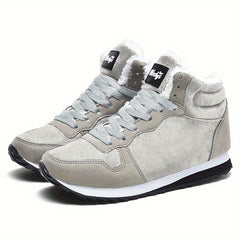 Plush Lined Suede Snow Boots Round Toe High Top Non Slip