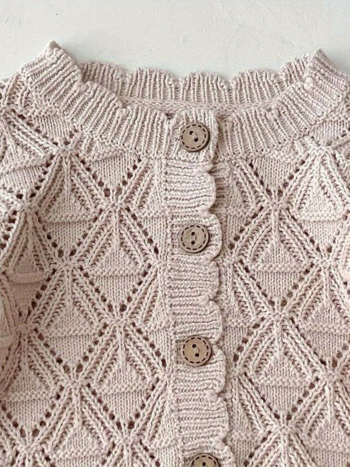 Infant Girls Cardigan Sweater Round Neck Button Knit & Cutout Blouse
