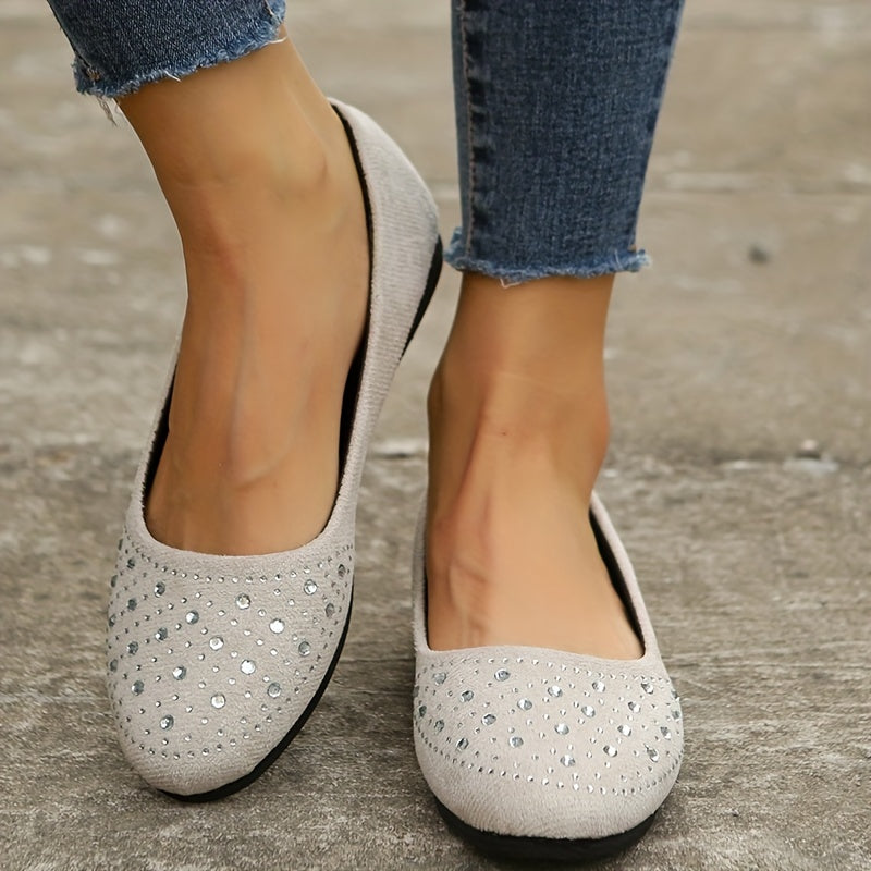 Rhinestone Flat Shoes Slip On Low Top Casual Non slip Shoes