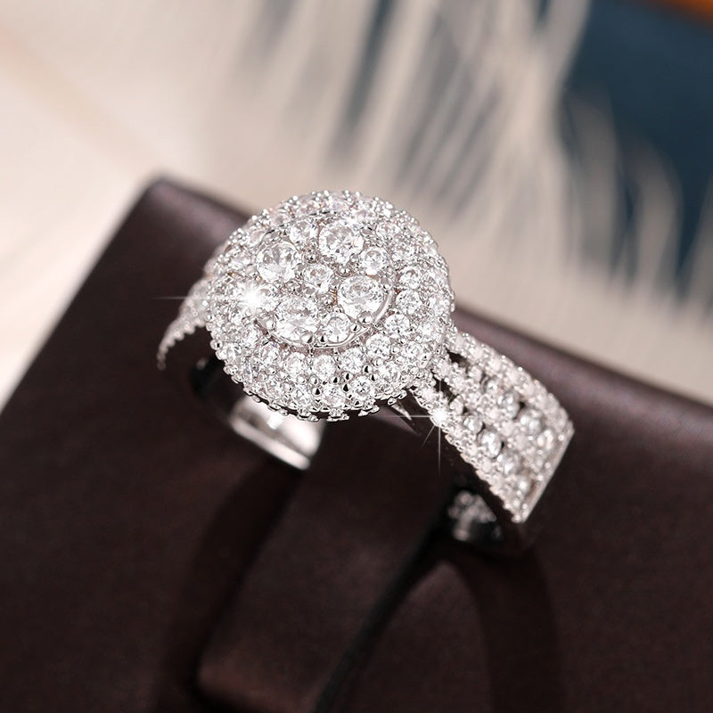 925 Silver Plated Micro Pave Zircon Engagement Ring