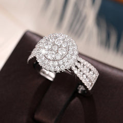 925 Silver Plated Micro Pave Zircon Engagement Ring