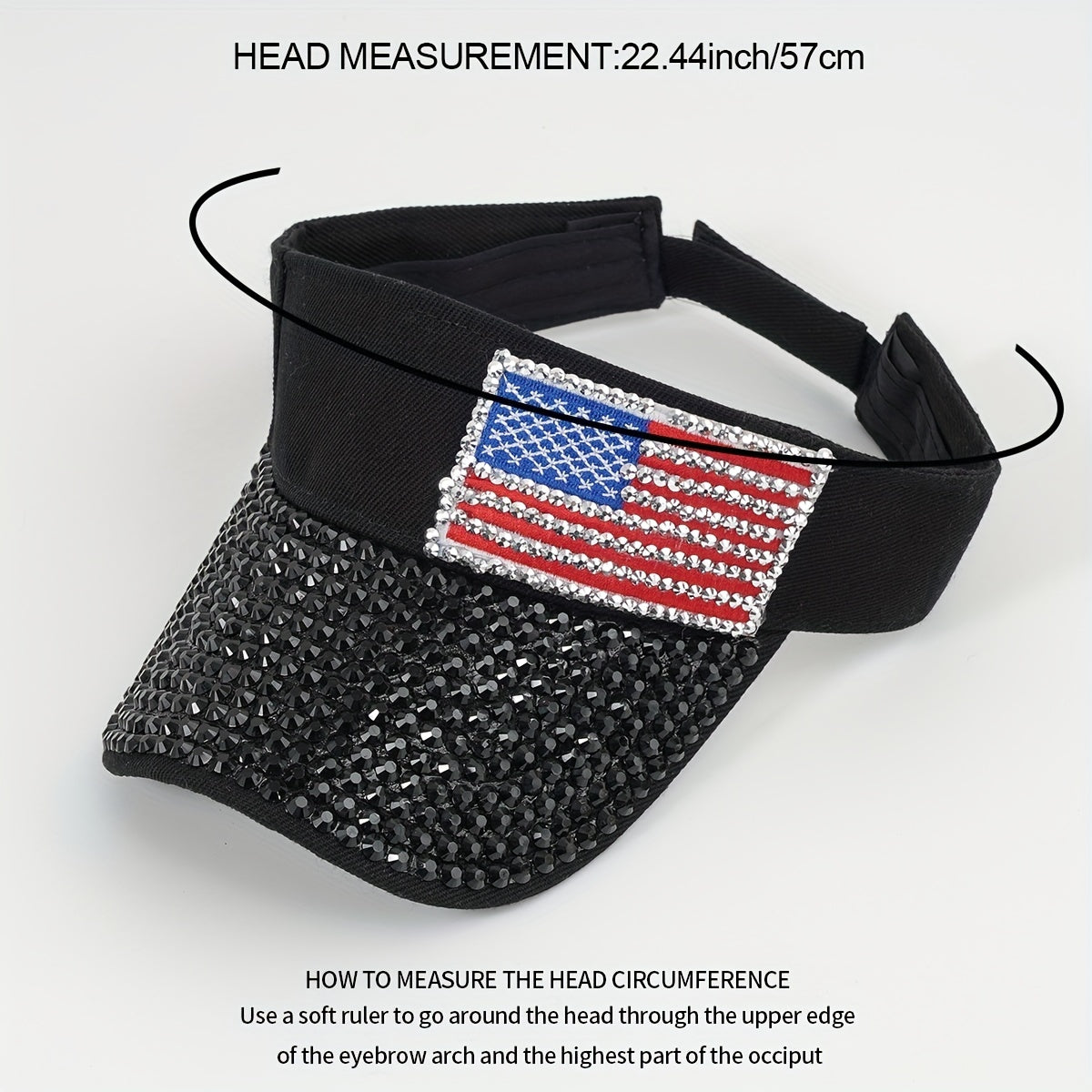 Men's Sunscreen Visor Hat With Artificial Diamond