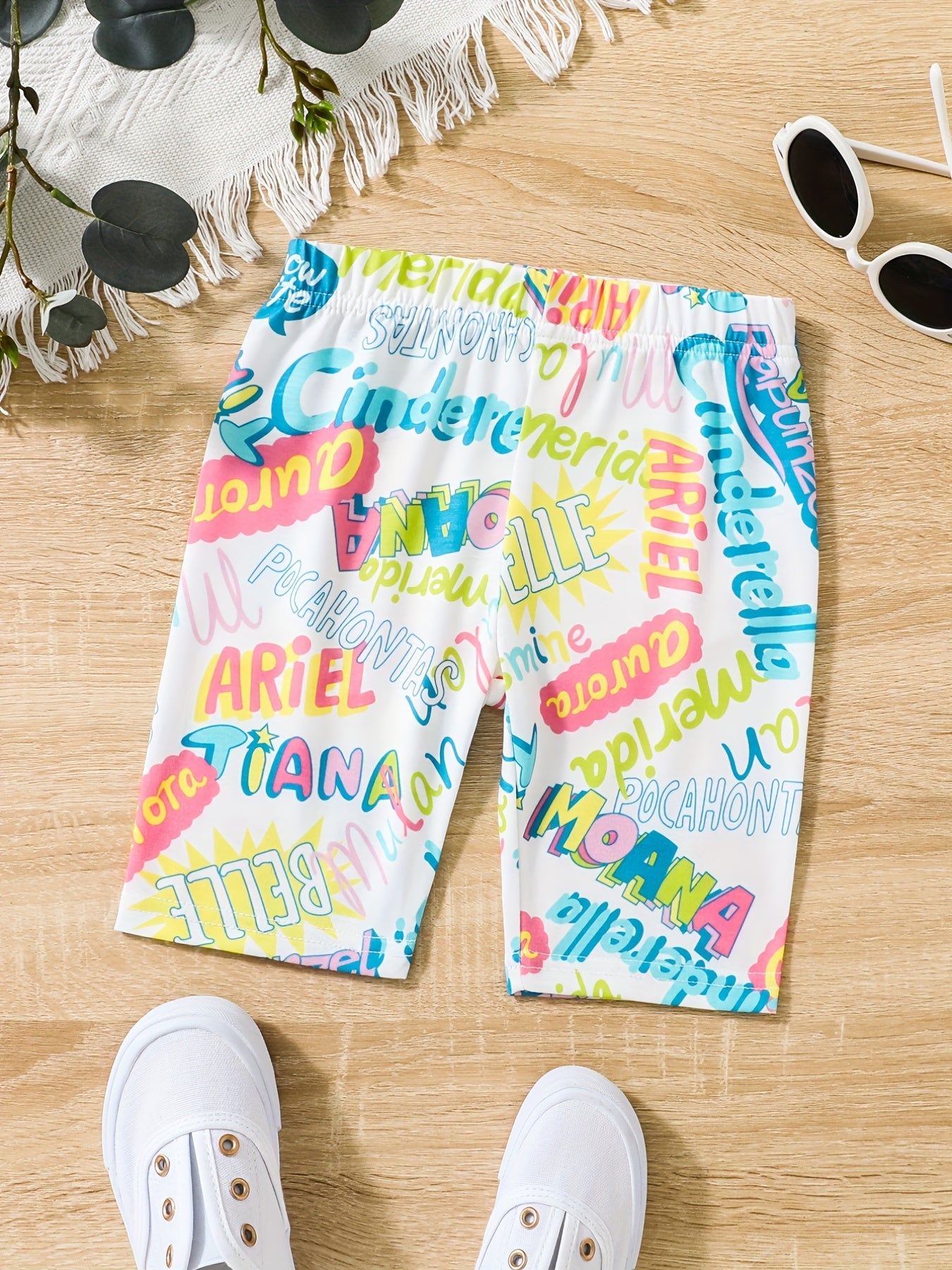 Girls' Graffiti Skinny Shorts Leggings for Outwear Dance Bike Shorts