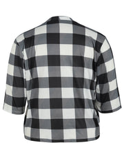  Plaid Print Half Sleeve Open Front Cardigan