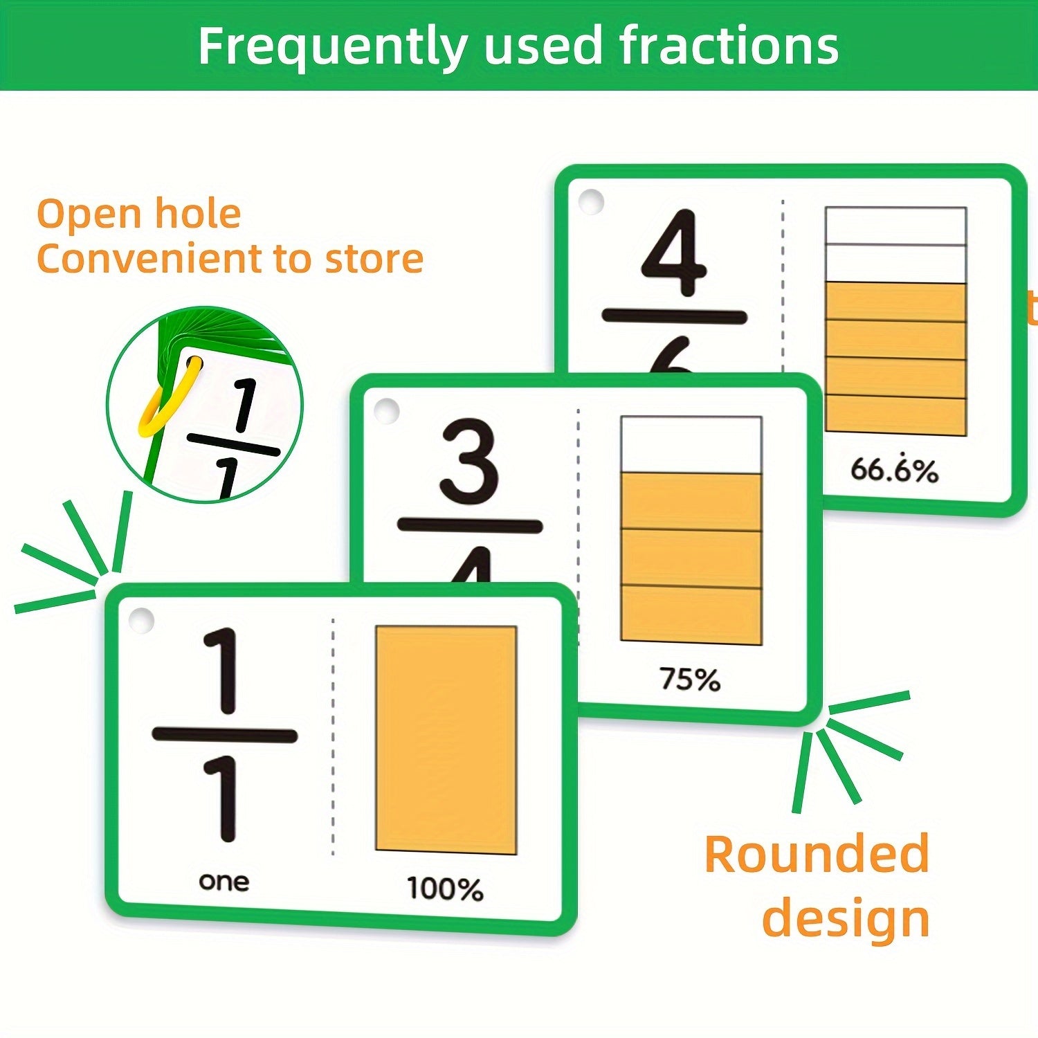 15 Double sided Fraction Cards Common Fraction Learning Tools