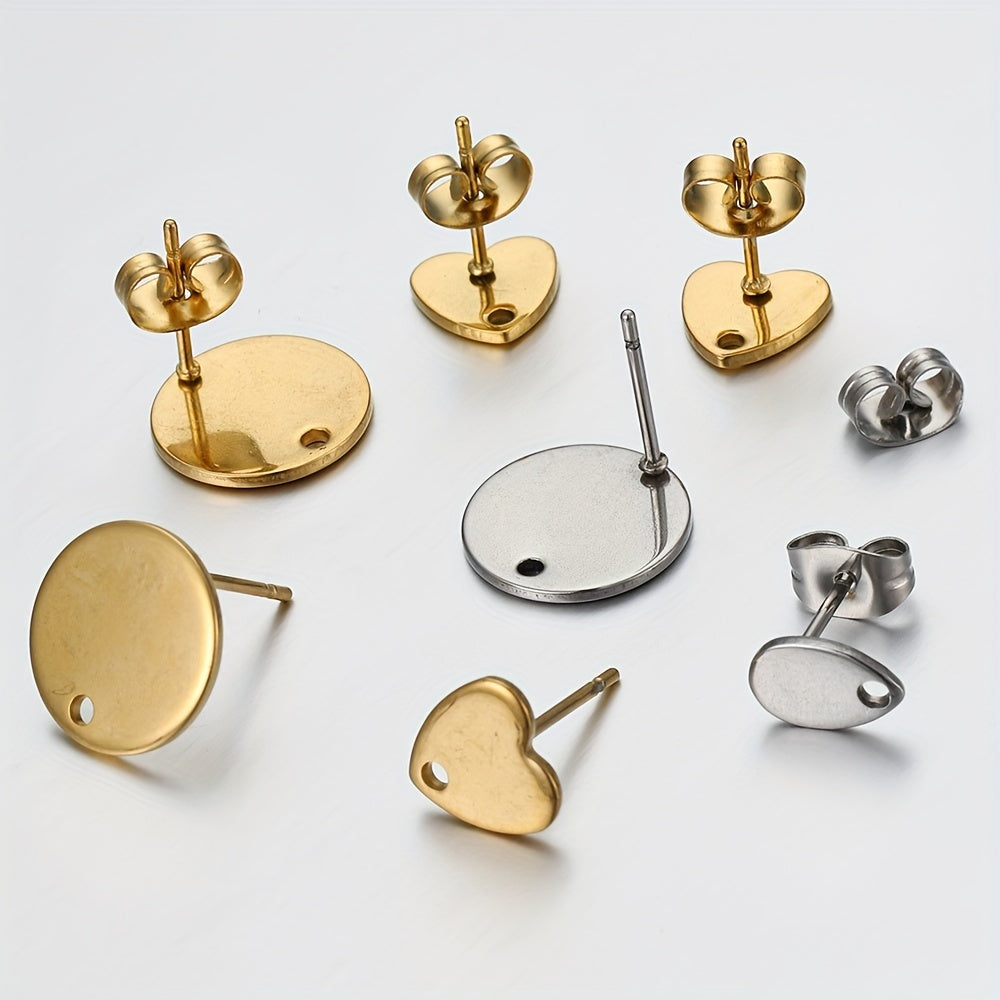 10pcs Stainless Steel Love Heart Drop Earring Studs DIY Earrings Base