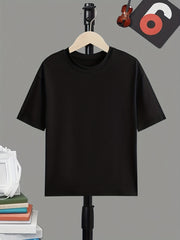 Breathable & Stretchy Boy's Solid T-Shirt for Summer