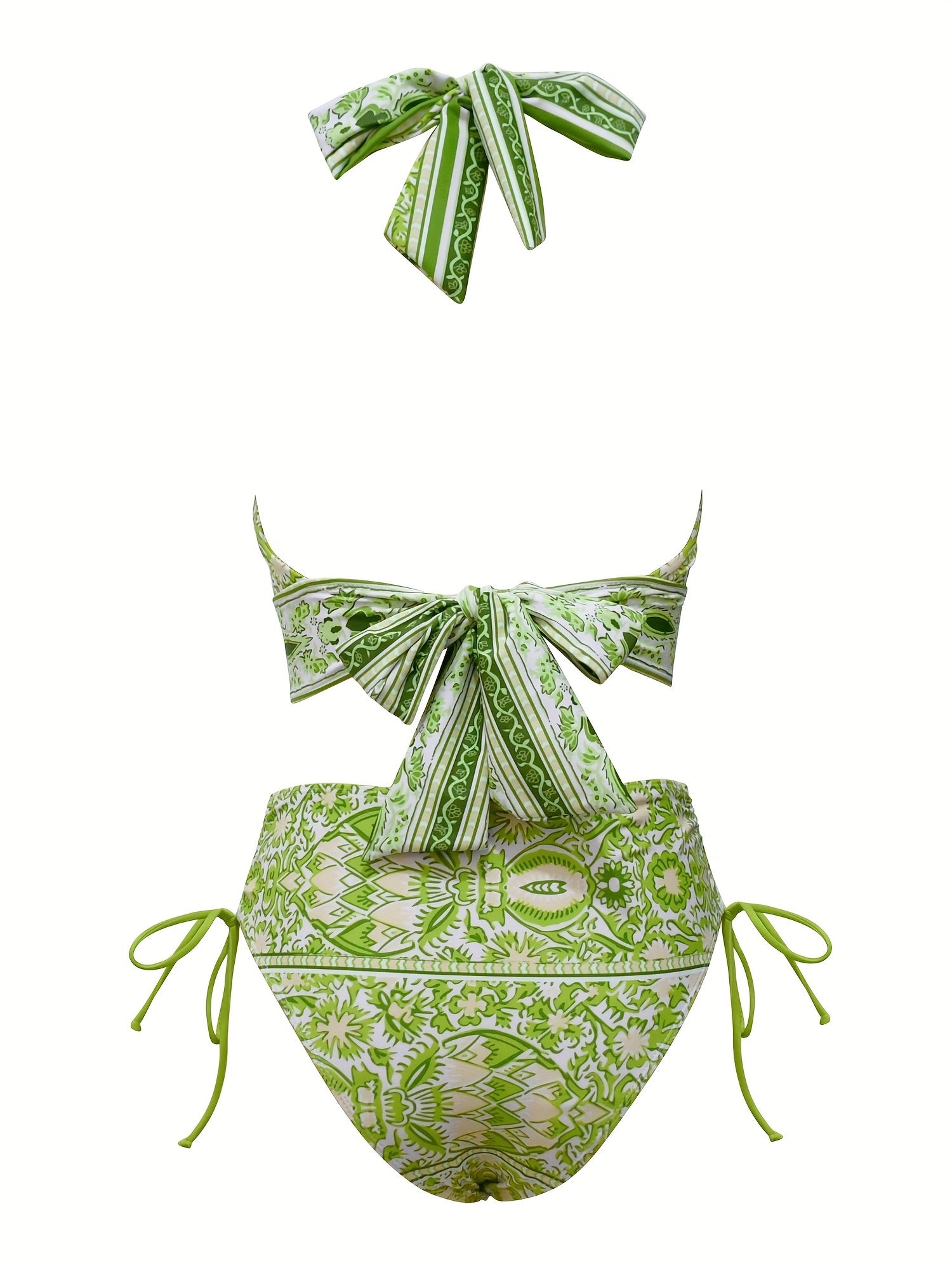 Criss Cross Halter Neck Bikini Set Backless Tie Side High Cut 2PC Swimsuit