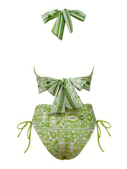 Criss Cross Halter Neck Bikini Set Backless Tie Side High Cut 2PC Swimsuit