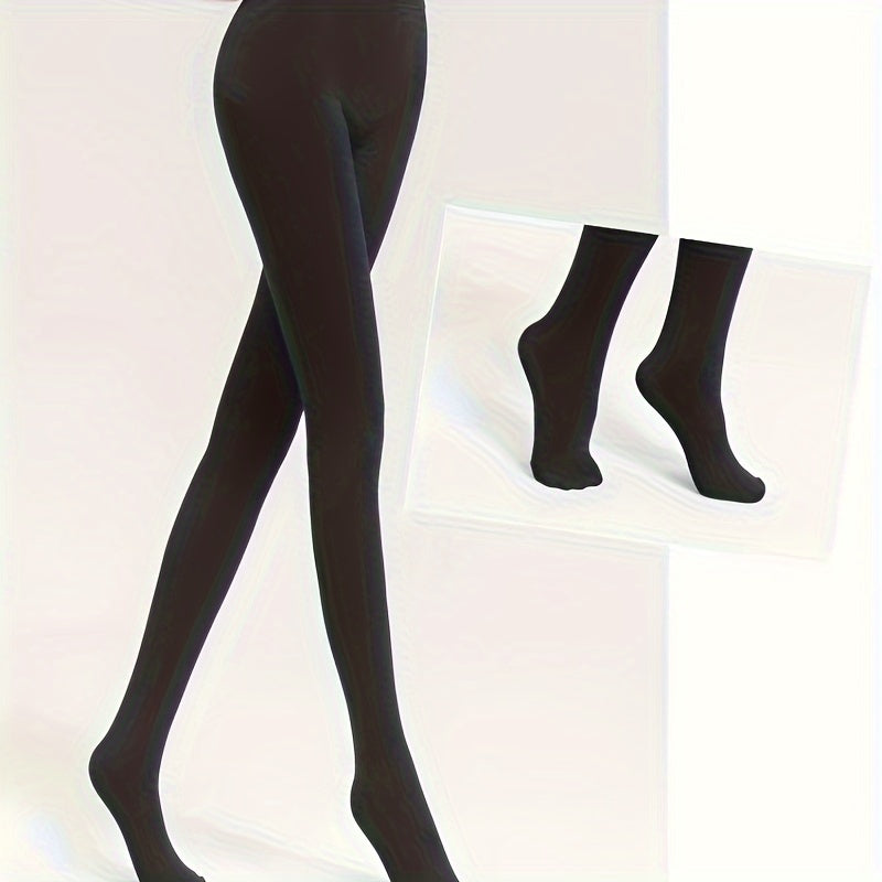 Plush Lined Tights Opaque Hi-Waist Thermal Leggings Women's Stockings