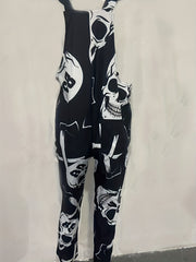 Gothic Skulls Print Rompers Casual Jumpsuit Women's Clothing