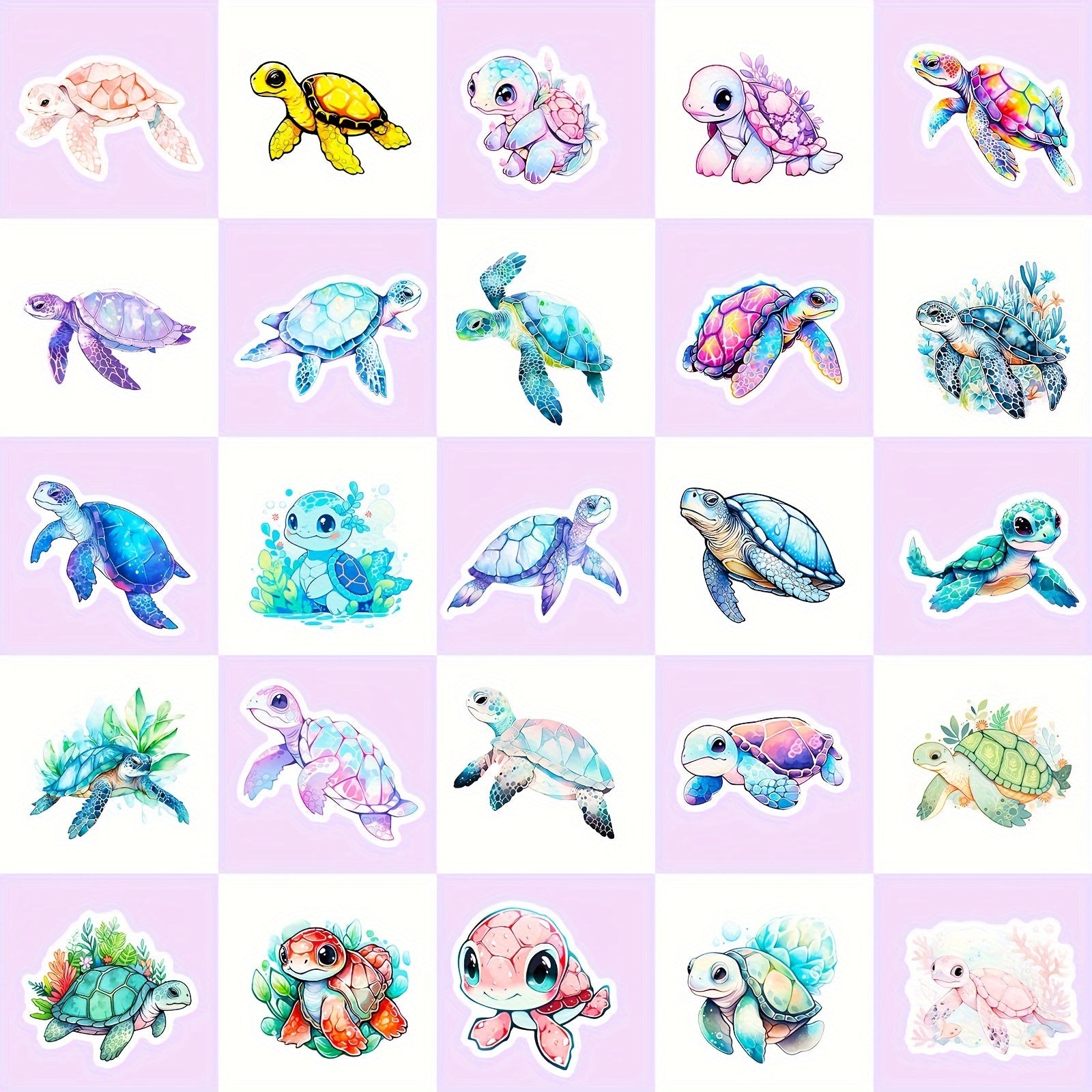 50pcs Sea Turtle Stickers Eye Animal Sea Turtle Waterproof Vinyl Stickers