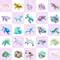 50pcs Sea Turtle Stickers Eye Animal Sea Turtle Waterproof Vinyl Stickers