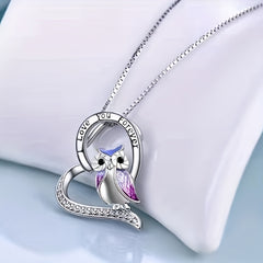 Heart Owl Pendant Necklace Holiday Gift For Girls