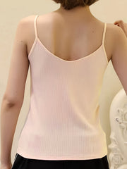 4pcs Solid V Neck Sleeveless Cami Tops Women's Lingerie