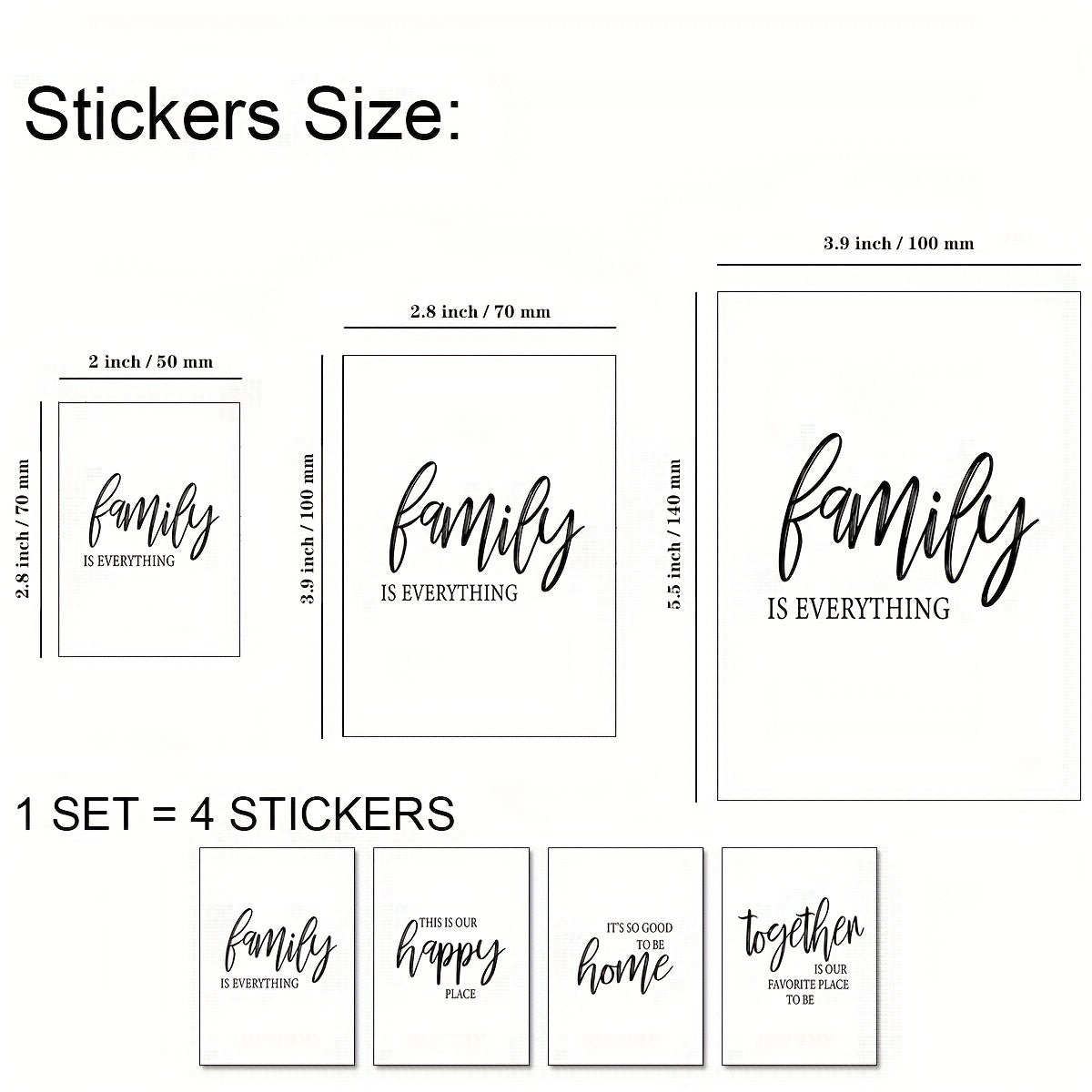 Family Is Everything Quotes Stickers Set