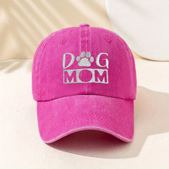 Washed Embroidery DOG MOM Baseball Cap Outdoor Sunscreen Peaked Cap