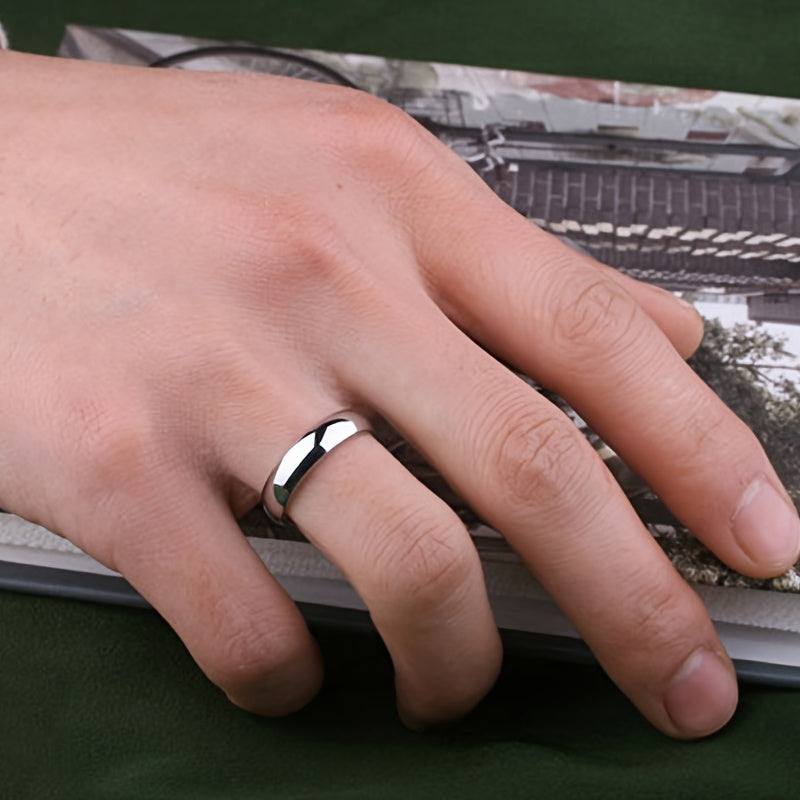 Men's Silver Stainless Steel Ring Wedding Bands Couple's Faux Jewelry