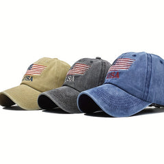Distressed American Flag Baseball Cap Couple Sun Hat