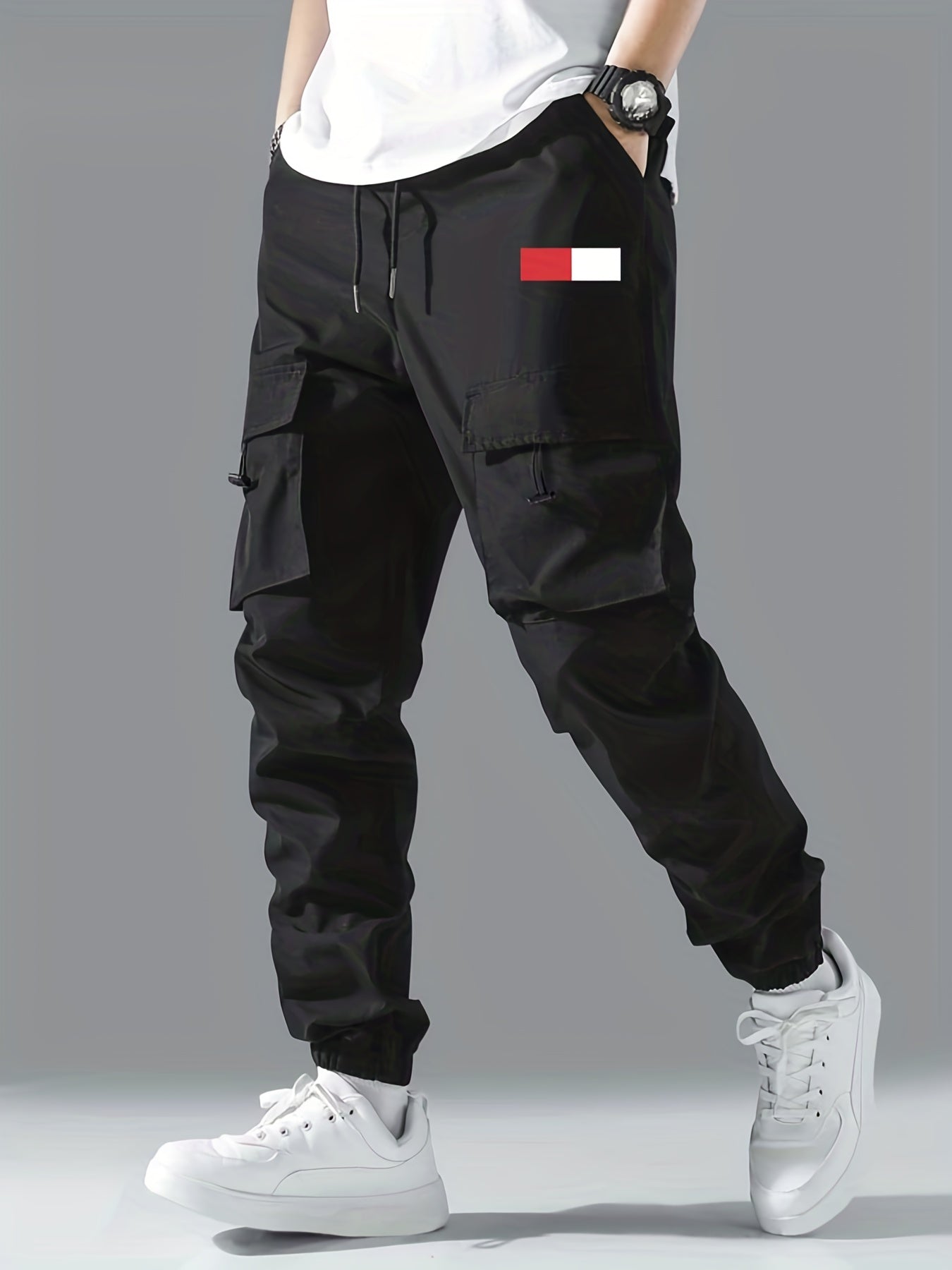 Men's Cargo Pants Flap Pocket Loose Casual Trousers
