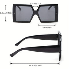 Oversized Square Frame Sunglasses Gradient Lens Wide Temple UV400