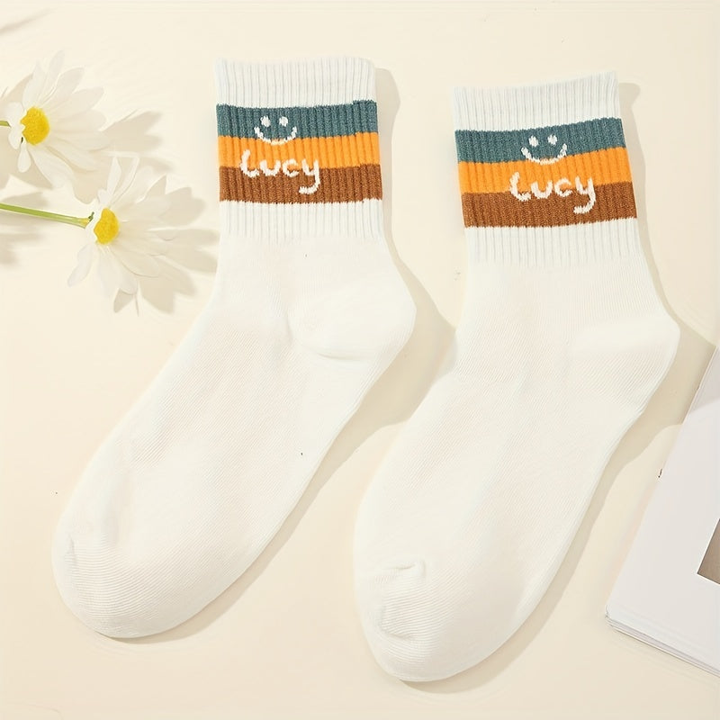 6 Pairs Cartoon Rainbow Socks Women's Stockings