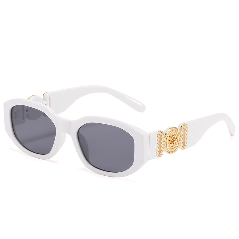 Vintage Polygonal Sunglasses Metal Flower Label Classic Shades
