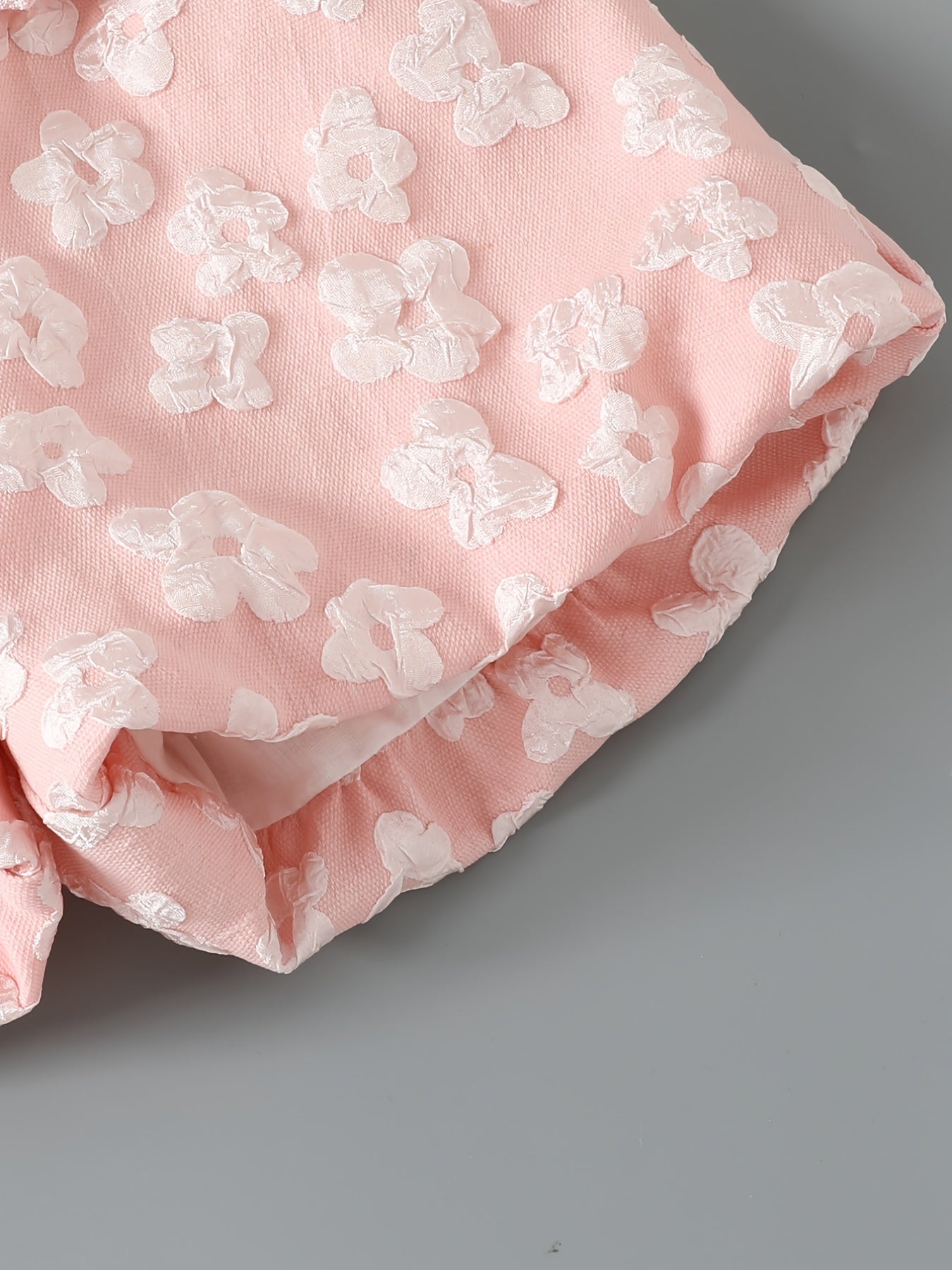 Girls Casual Puff Flower Shorts with Bow - Summer Wear