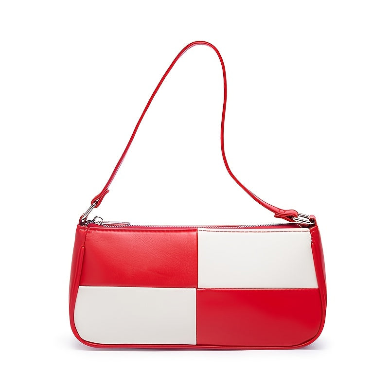 Colorblock Baguette Shoulder Bag Retro Classic Clutch Purse