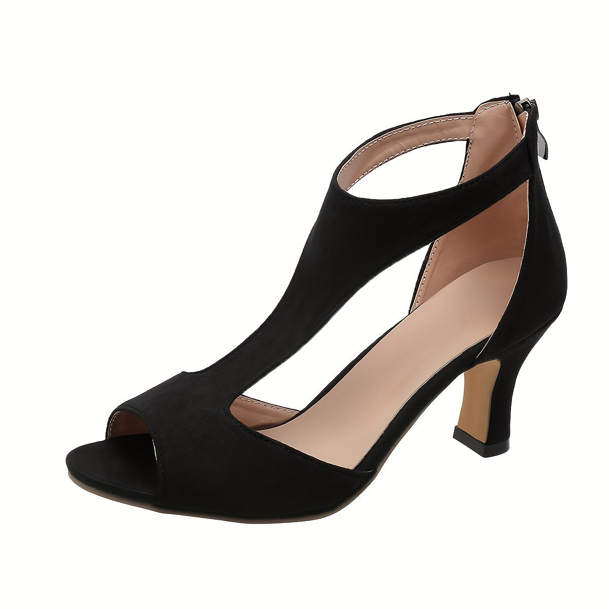 Cutout Latin Dance Shoes Back Zipper Stiletto Heeled Sandals