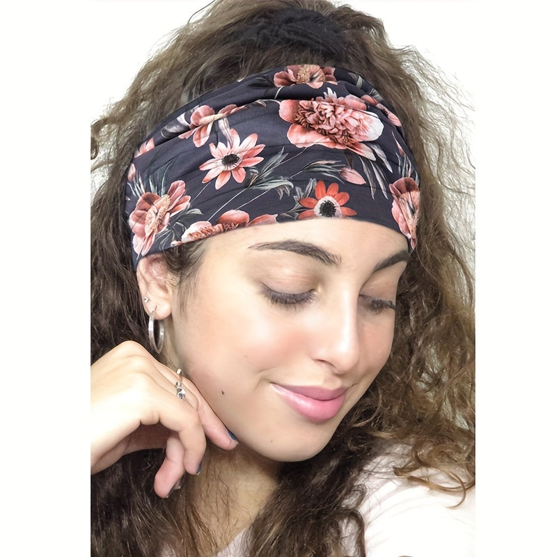 Bohemian Daisy Flower Print Headband
