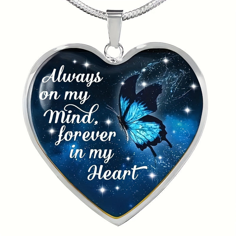 Heart Shaped Butterfly Pendant Necklace for Women