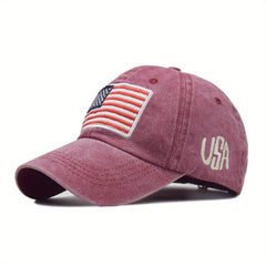 Distressed Letters Baseball Cap American Flag Embroidered Dad Cap