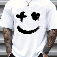 Men's Casual Smile Graphic Print Crew Neck Short Sleeve T-shirt