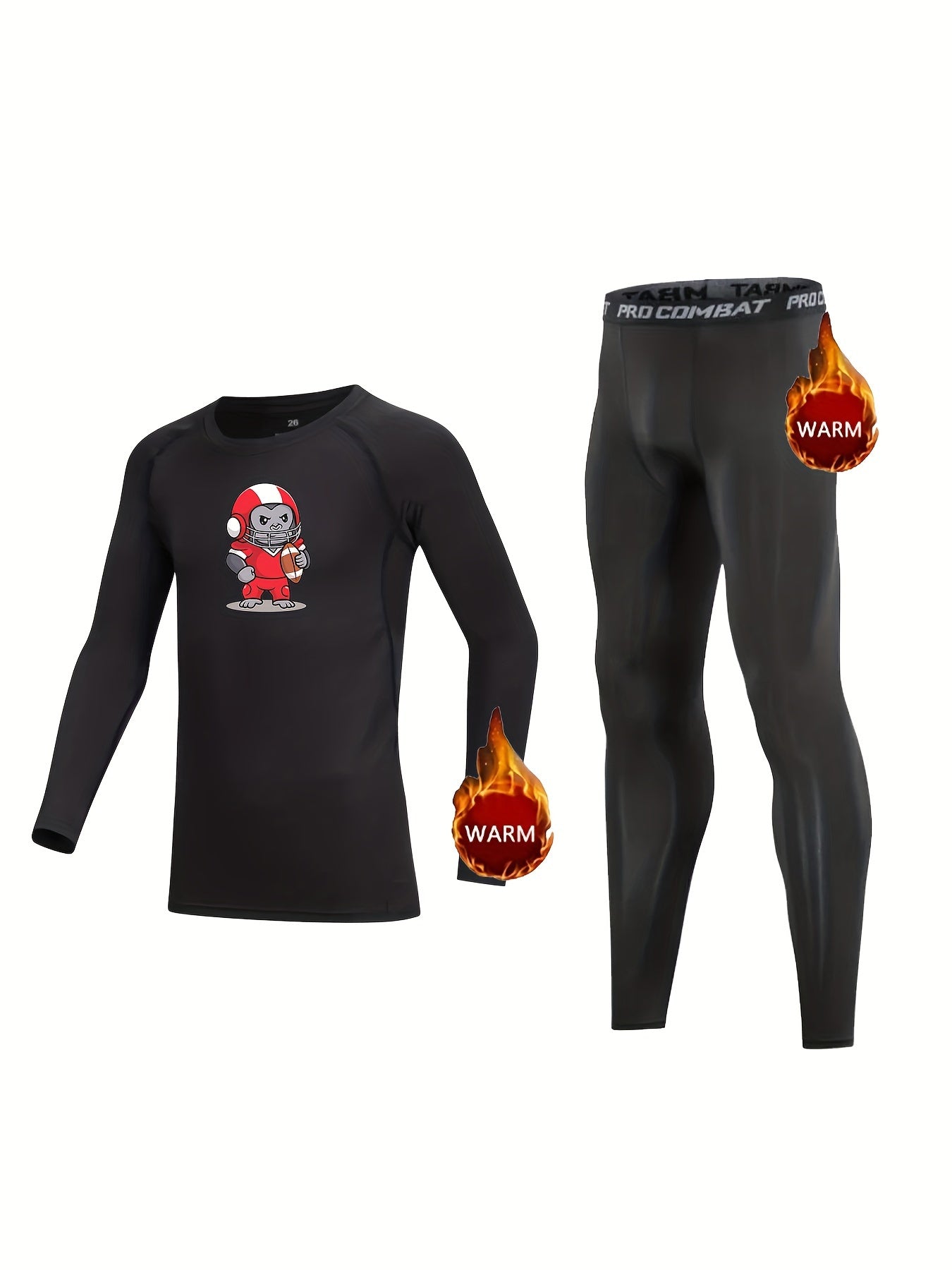 Kids Compression Fleece Sets Cartoon Pullover & Pants